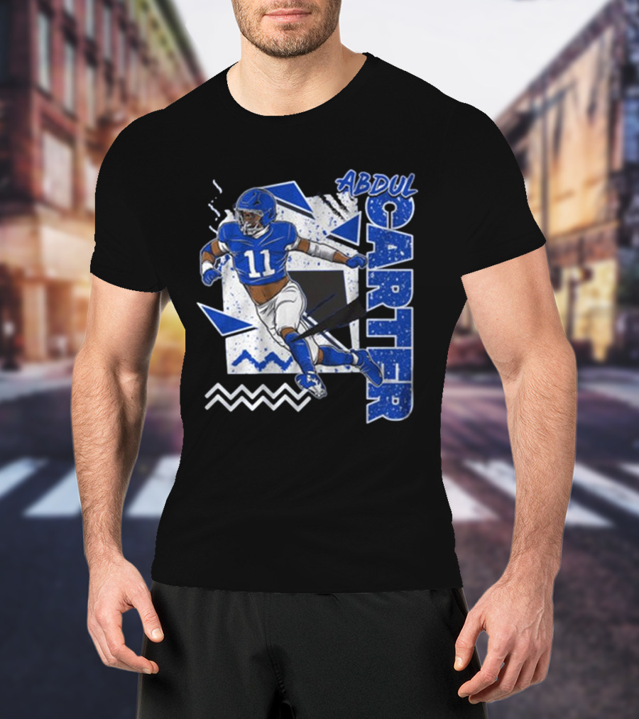 Abdul Carter New York 90s Style Blue Football 11 Retro Athletic Look T-Shirt