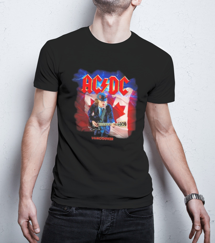 AC DC Vancouver PWR UP Tour 2025 Canadian Flag Guitarist T-Shirt