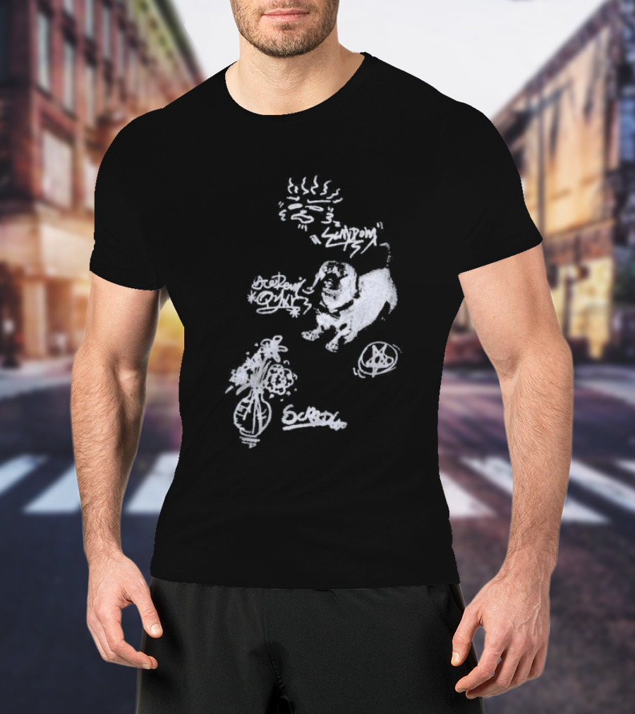 Aelfric Eden Graffiti Dog Flower Crown Art Doodle T-Shirt