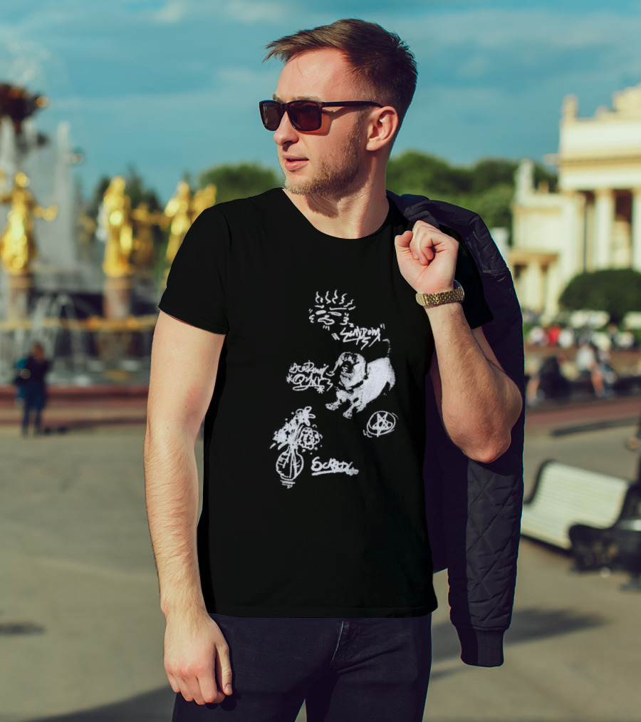 Aelfric Eden Graffiti Dog Flower Crown Art Doodle T-Shirt