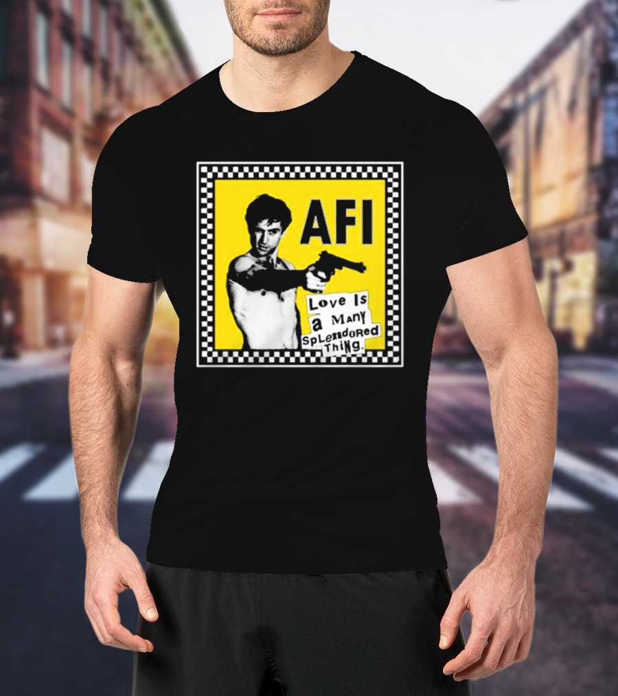 AFI Love Is A Many Splendored Thing Yellow Checkerboard Background T-Shirt
