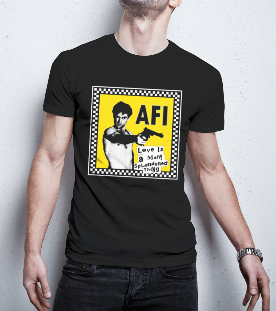 AFI Love Is A Many Splendored Thing Yellow Checkerboard Background T-Shirt
