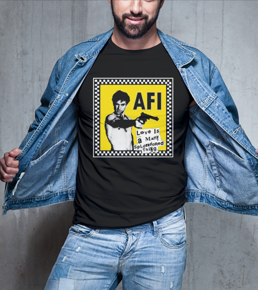 AFI Love Is A Many Splendored Thing Yellow Checkerboard Background T-Shirt