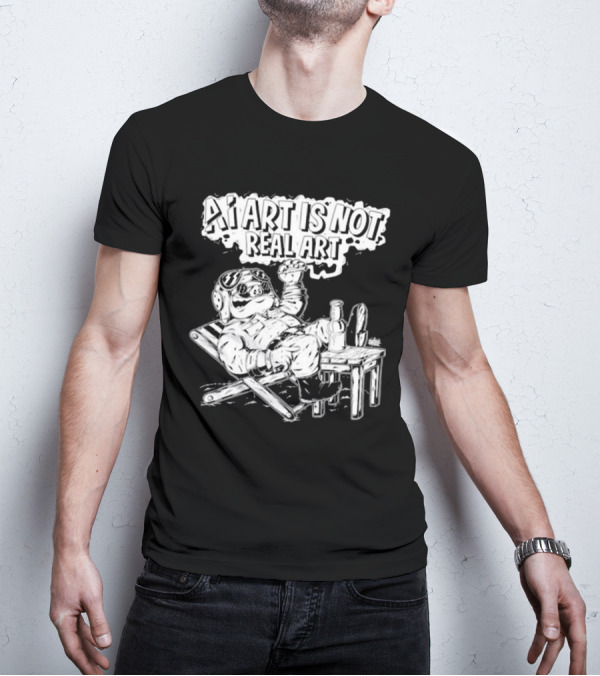 AI Art Is Not Real Art Beach Bear Relaxing Olafh Ace T-Shirt