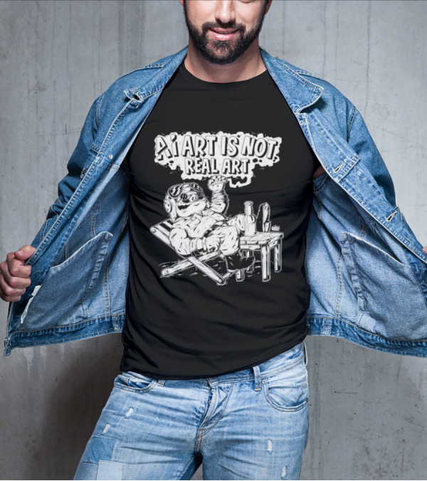 AI Art Is Not Real Art Beach Bear Relaxing Olafh Ace T-Shirt