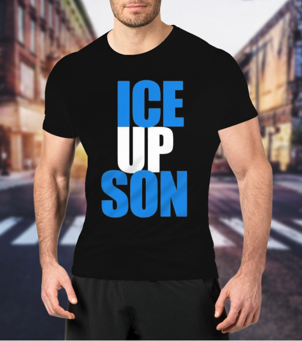 Albert Breer Ice Up Son Bold Blue And White Text T-Shirt