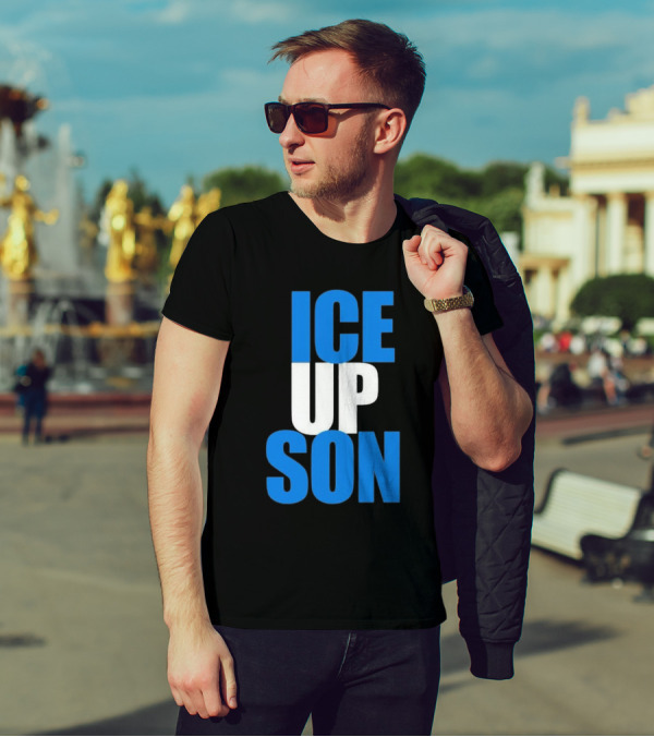 Albert Breer Ice Up Son Bold Blue And White Text T-Shirt
