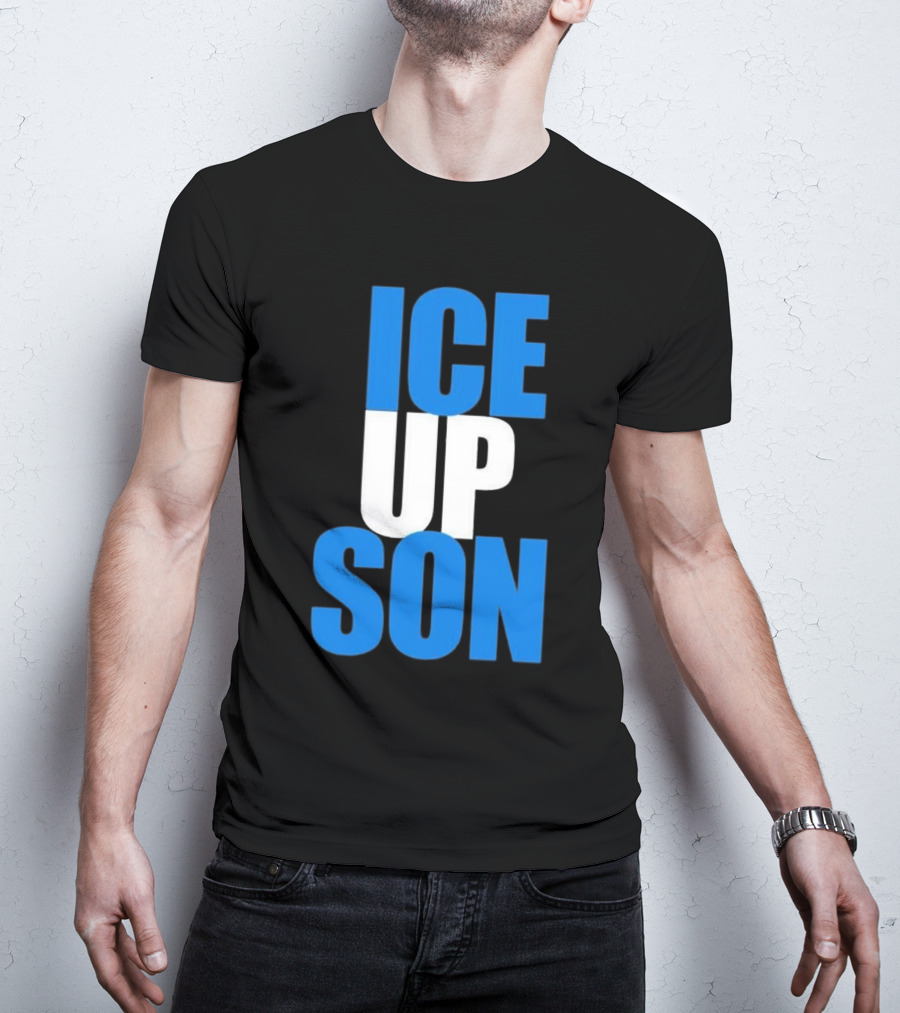 Albert Breer Ice Up Son Bold Blue And White Text T-Shirt