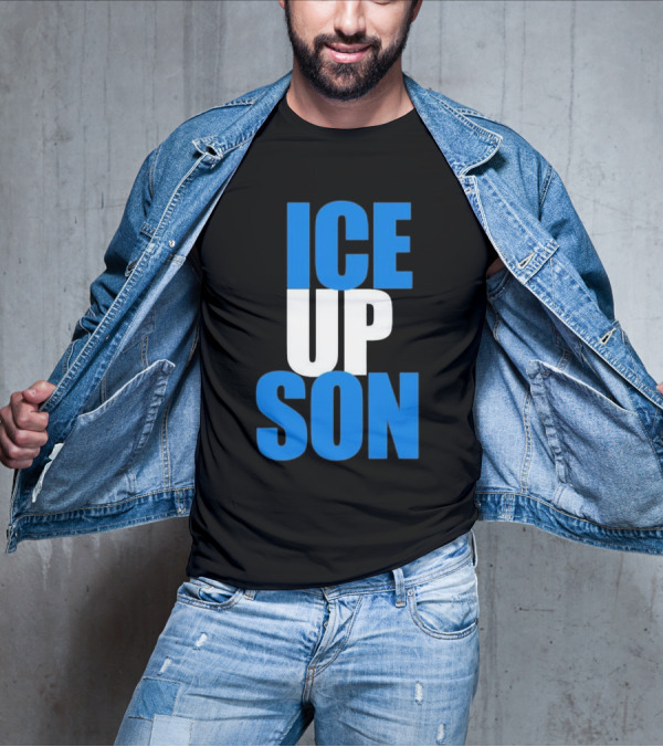 Albert Breer Ice Up Son Bold Blue And White Text T-Shirt