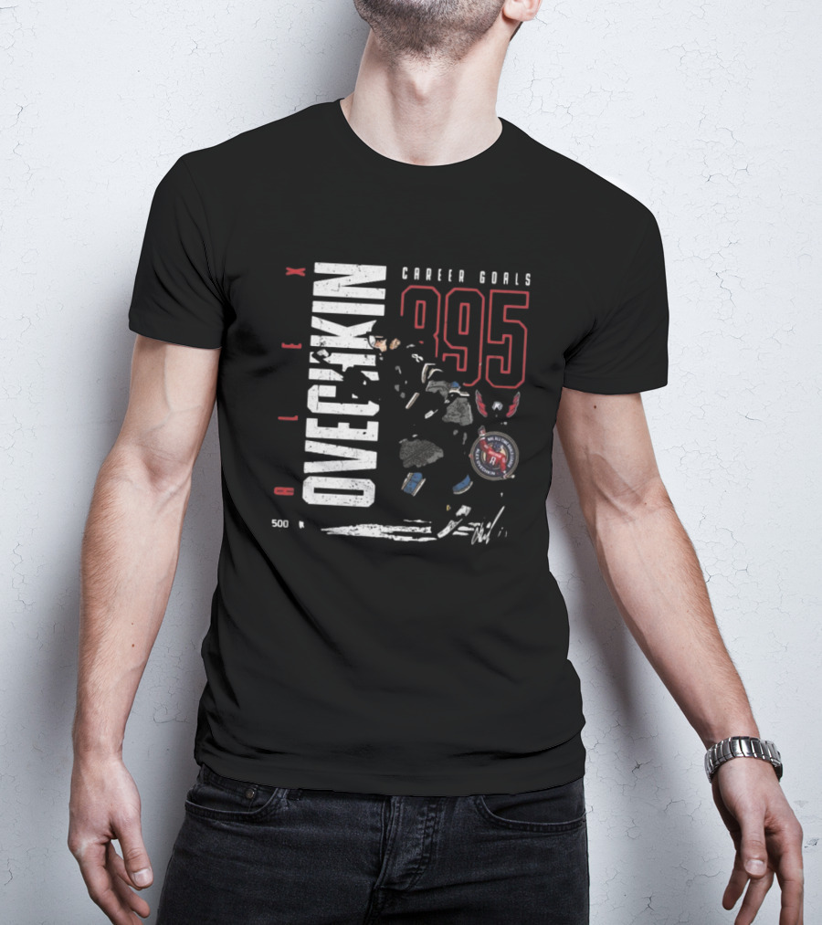 Alex Ovechkin Washington Capitals 895 Career Goals Signature Badge Capitals Legend T-Shirt