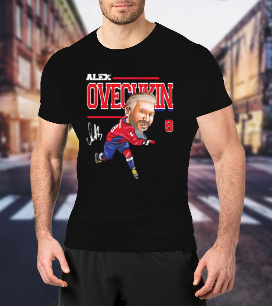 Alex Ovechkin Washington Capitals NHL Vintage Cartoon Signature 8 T-Shirt