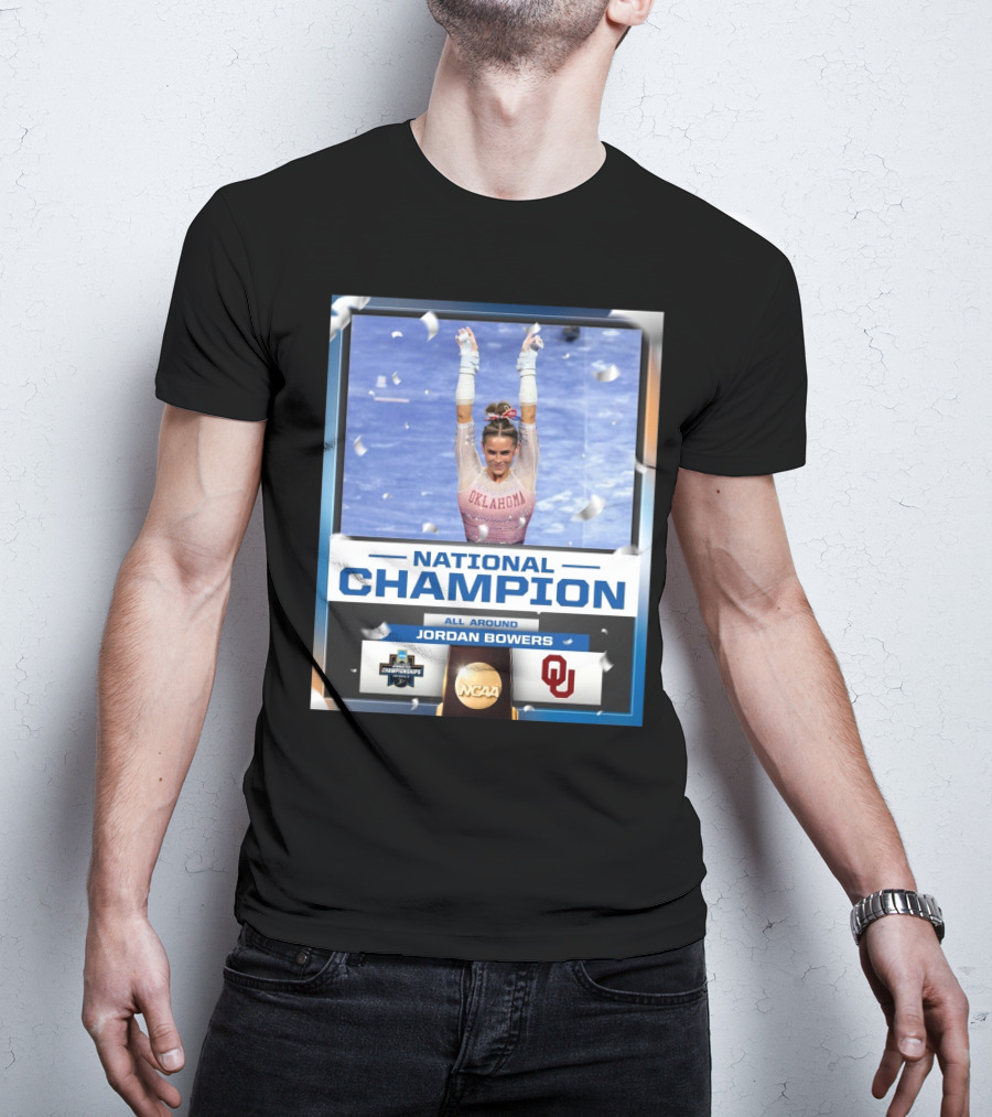 All Around National Champion Jordan Bowers Oklahoma Gymnastics NCAA Championships T-Shirt