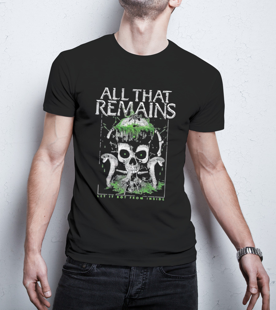 All That Remains Let It Rot From Inside Skull With Green Dripping And Tentacles T-Shirt