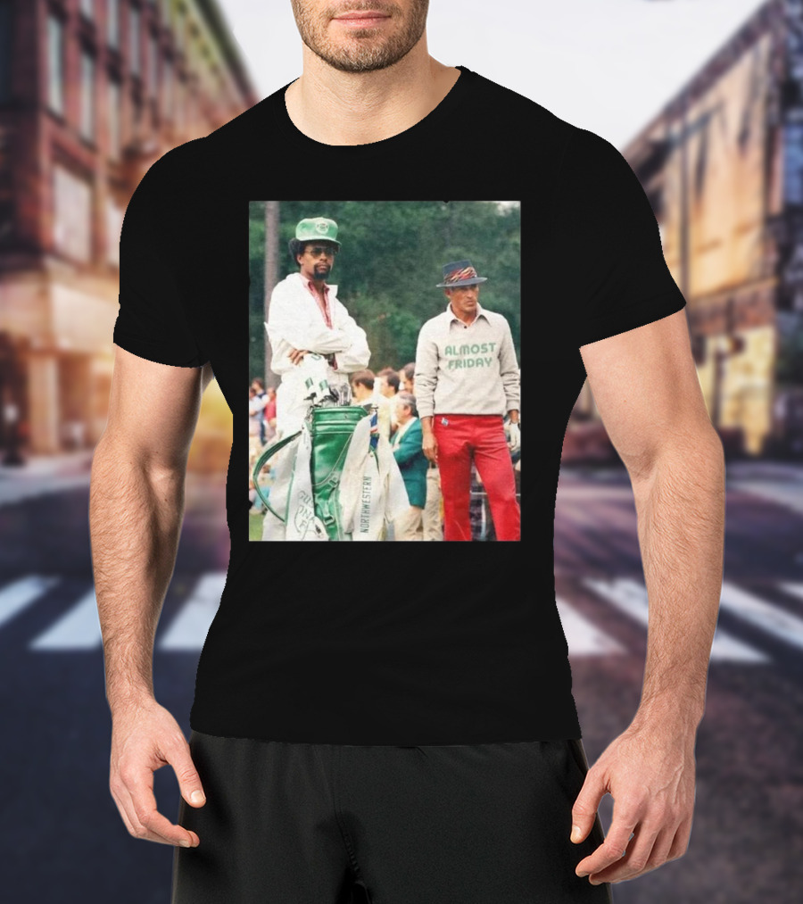 Almost Friday Retro Golf Northwestern Caddy Scene T-Shirt