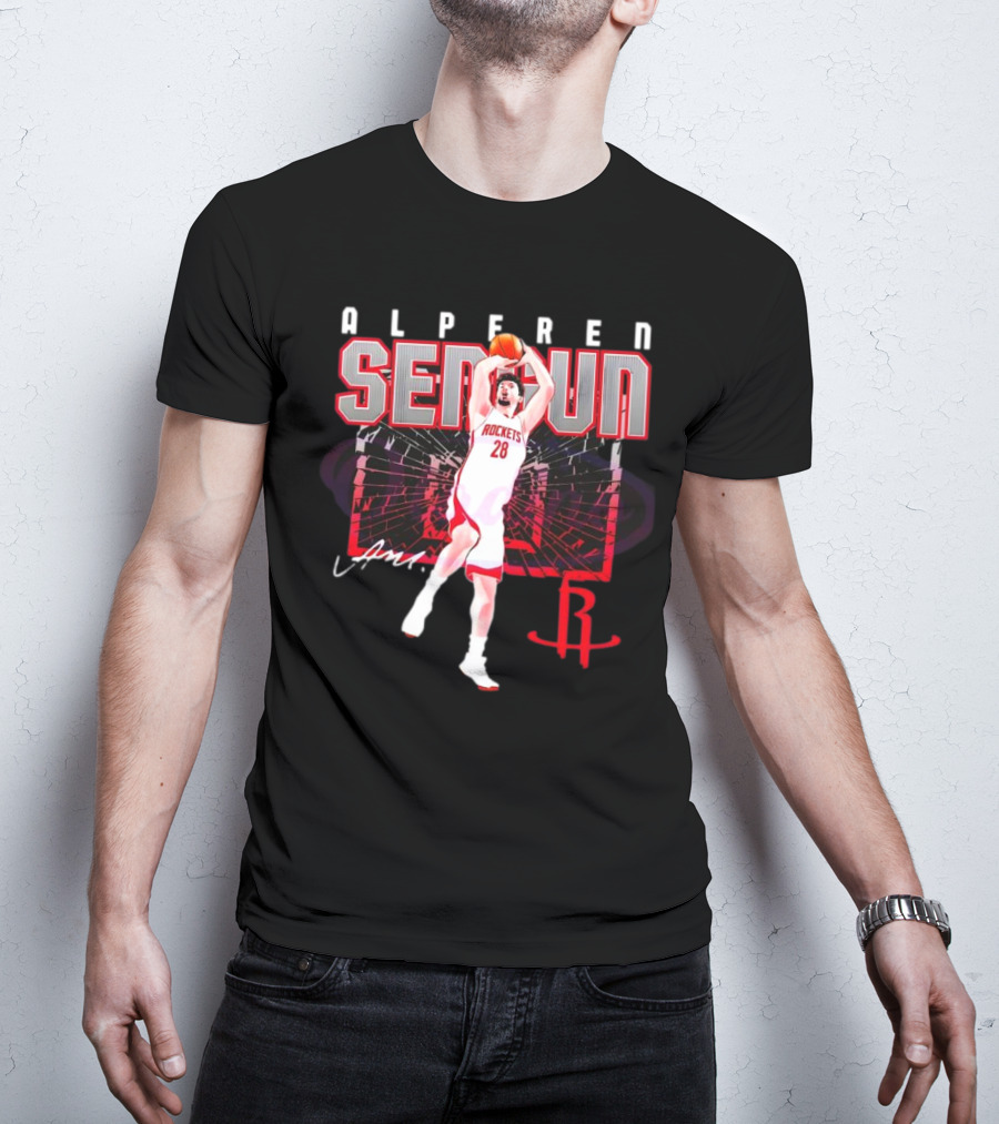 Alperen Sengun Houston Rockets Shattered Signature 28 T-Shirt
