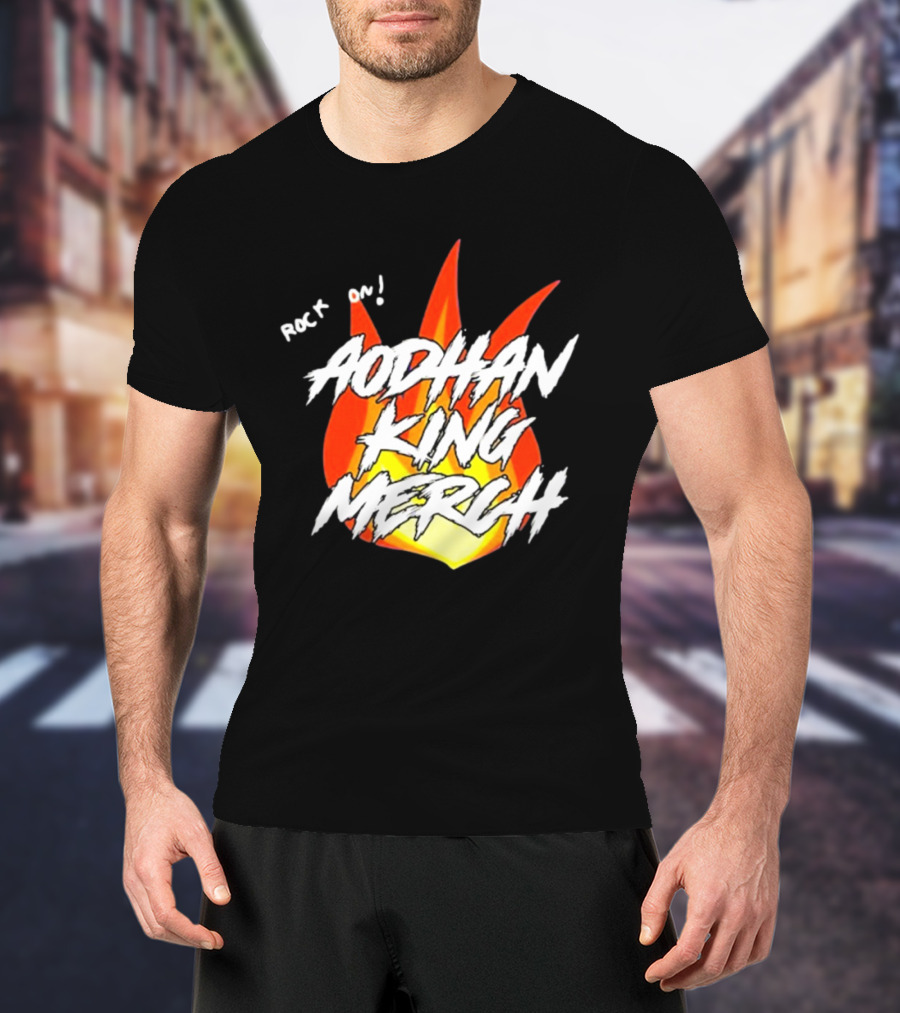 Aodhan King Rock On Flames Merch T-Shirt