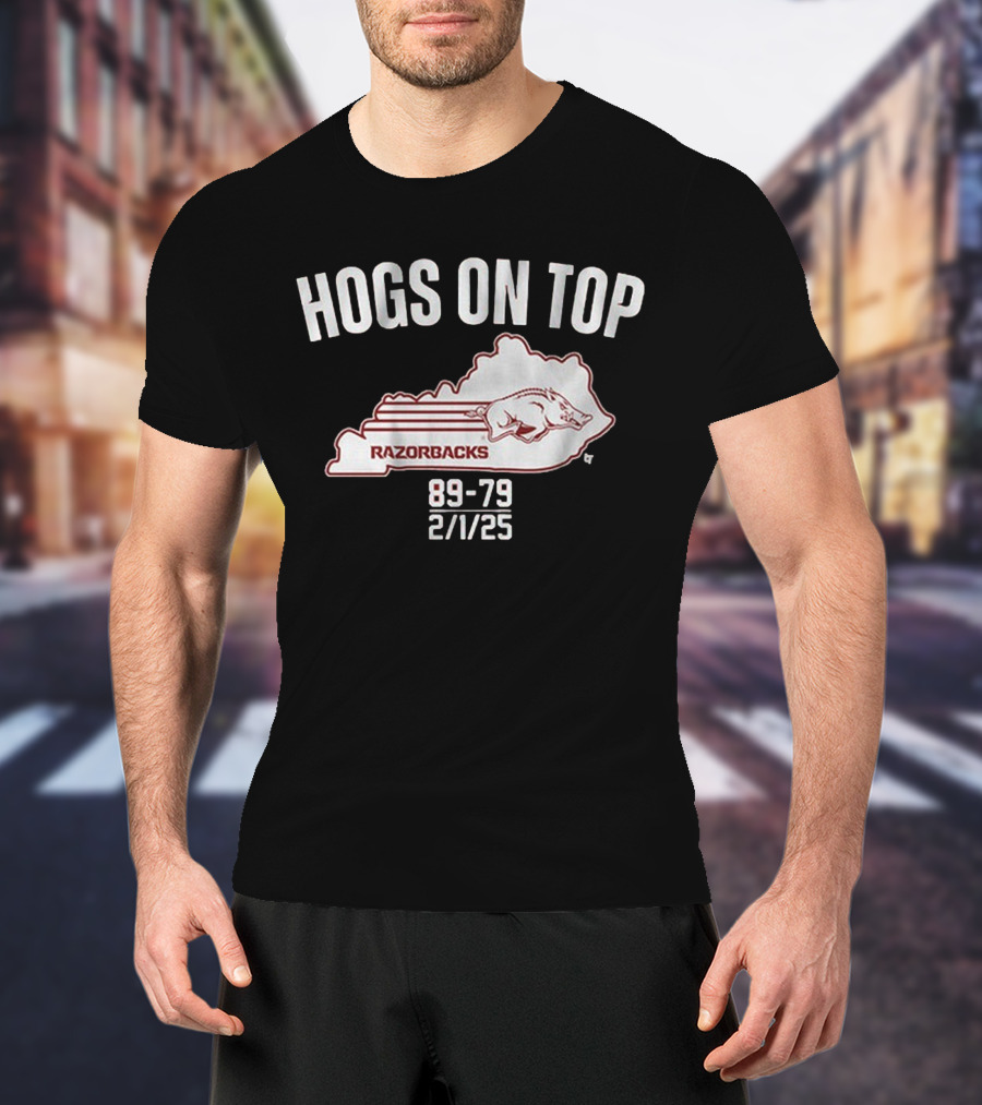 Hogs On Top Razorbacks 89-79 2/7/23 T-Shirt