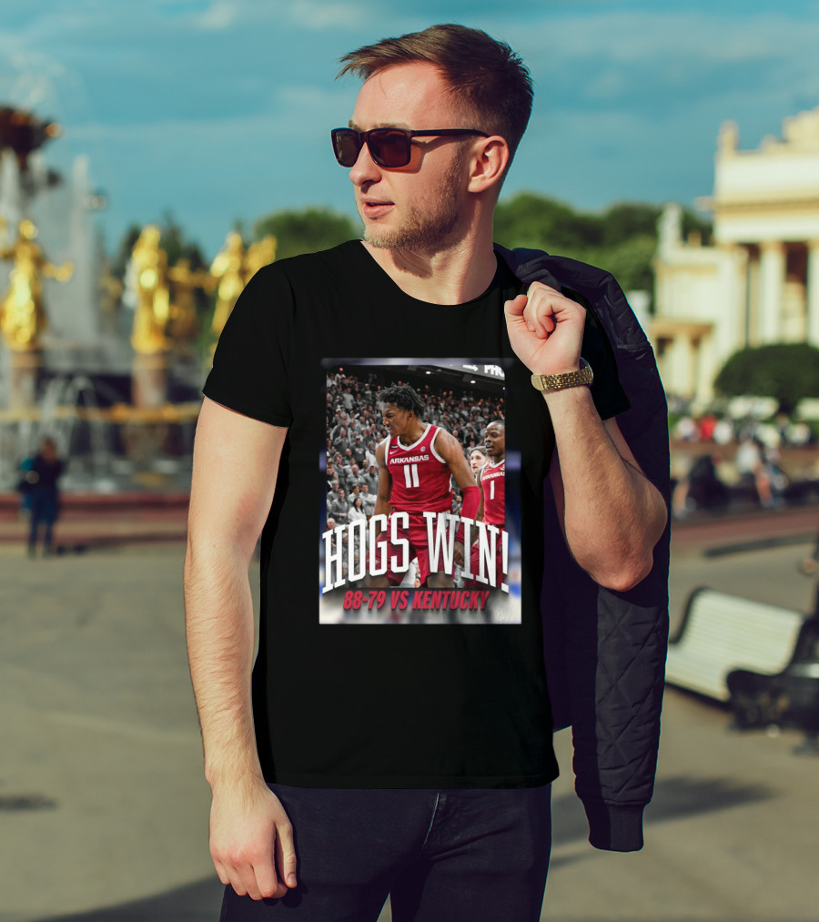 Arkansas Hogs Win 88-79 Vs Kentucky Basketball Victory T-Shirt
