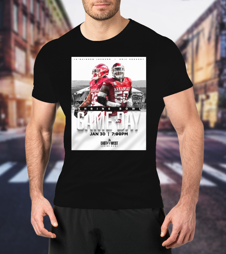 Arkansas Razorback Football Ja’quinden Jackson Eric Gregory East West Shrine Bowl Game Day Jan 30 7:00PM T-Shirt