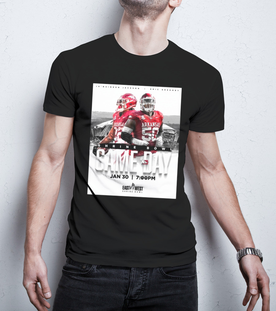 Arkansas Razorback Football Ja’quinden Jackson Eric Gregory East West Shrine Bowl Game Day Jan 30 7:00PM T-Shirt