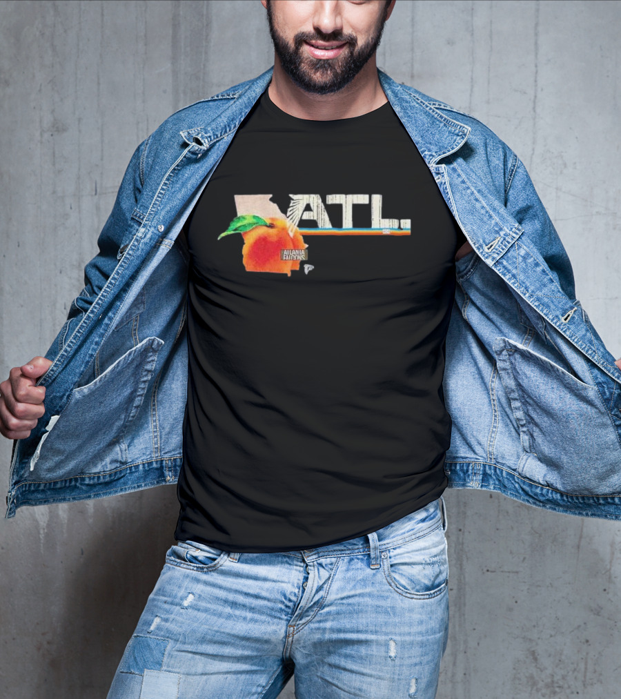 ATL Atlanta Falcons 2025 NFL Draft Peach Georgia Map Icon T-Shirt