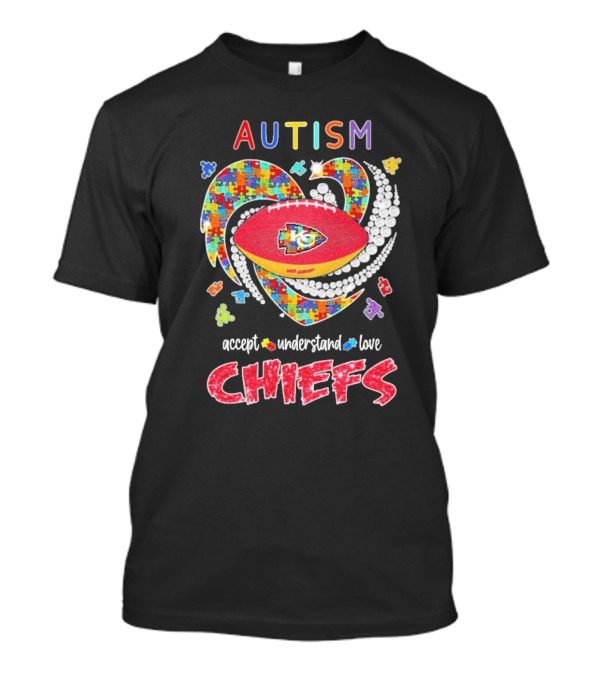 Autism Accept Understand Love Kansas City Chiefs Puzzle Heart T-Shirt