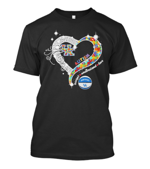 Autism Accept Understand Love Puzzle Heart Kentucky Wildcats UK Basketball T-Shirt