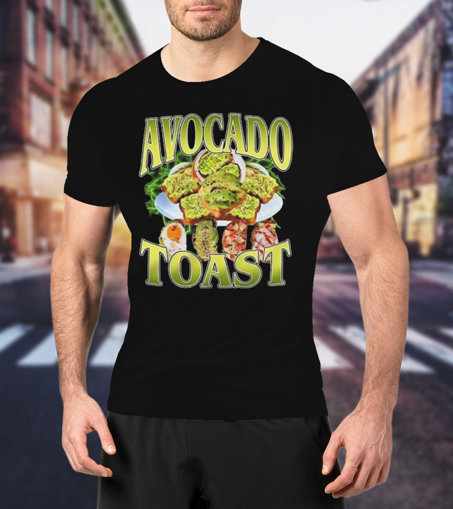 Avocado Toast Assorted Toppings Food Art T-Shirt