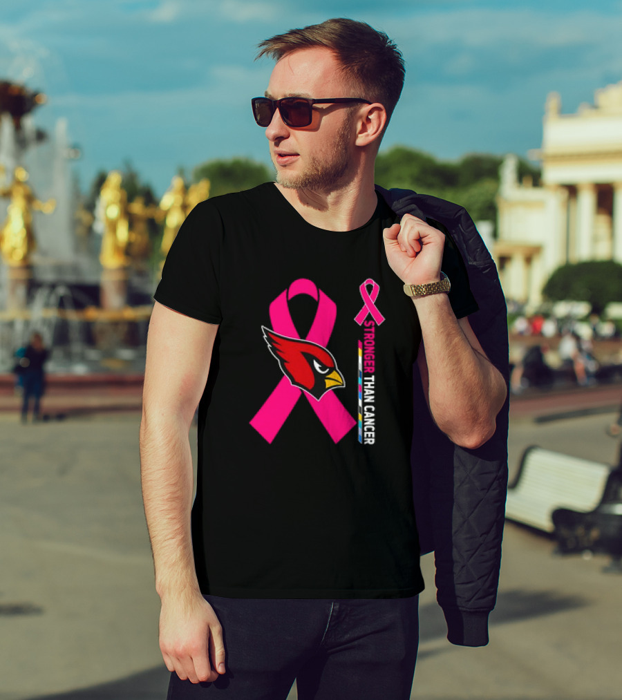 Arizona Cardinals Stronger Than Cancer Awareness Pink Ribbon T-Shirt