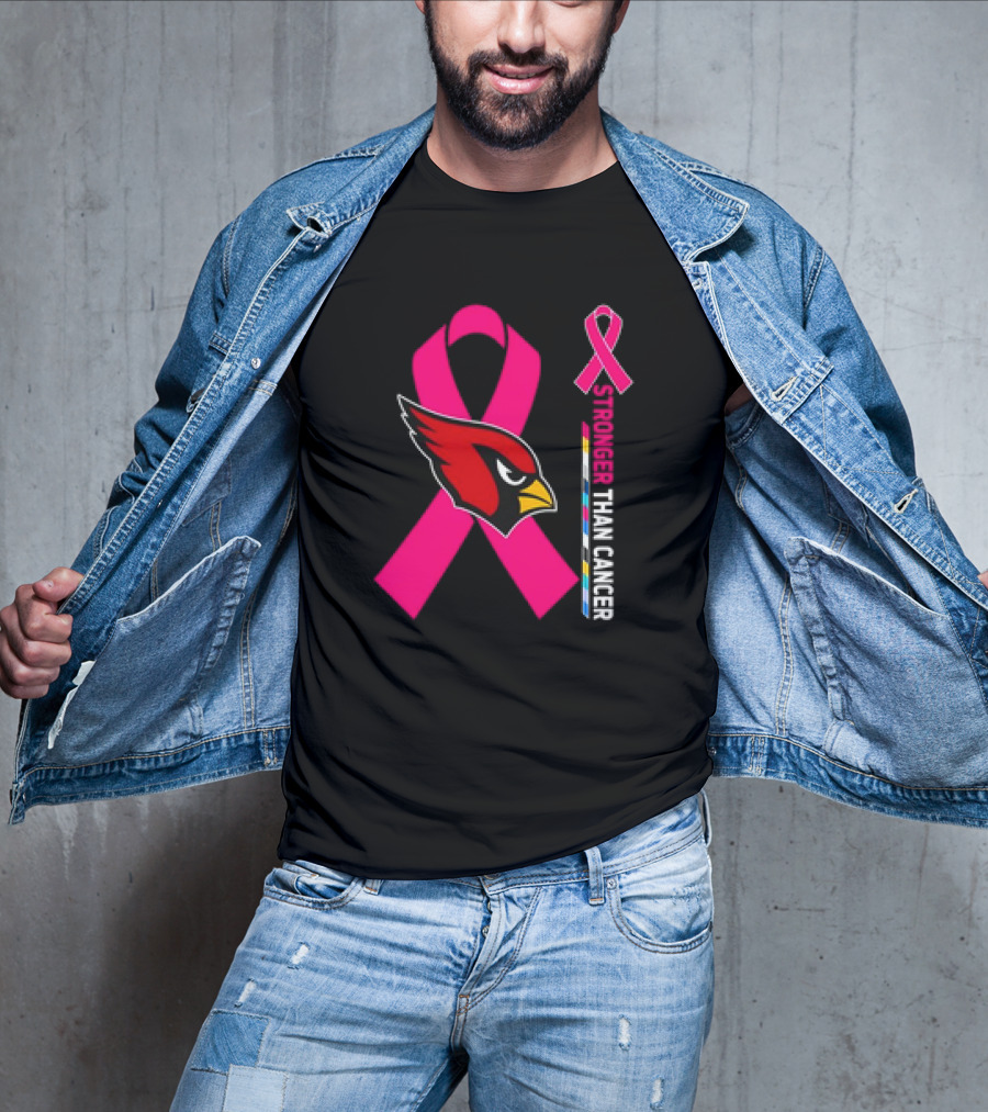 Arizona Cardinals Stronger Than Cancer Awareness Pink Ribbon T-Shirt