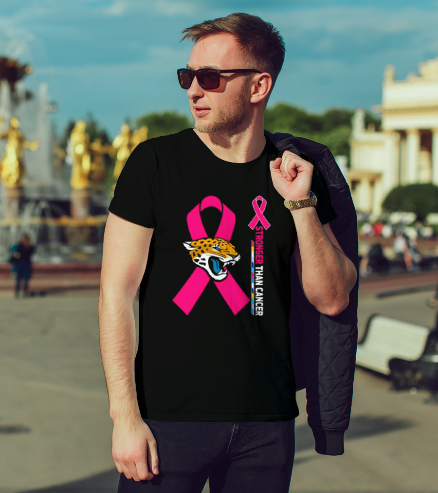 Awareness Stronger Than Cancer Pink Ribbon Jacksonville Jaguars T-Shirt