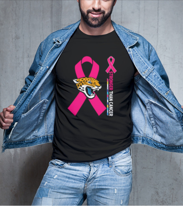 Awareness Stronger Than Cancer Pink Ribbon Jacksonville Jaguars T-Shirt