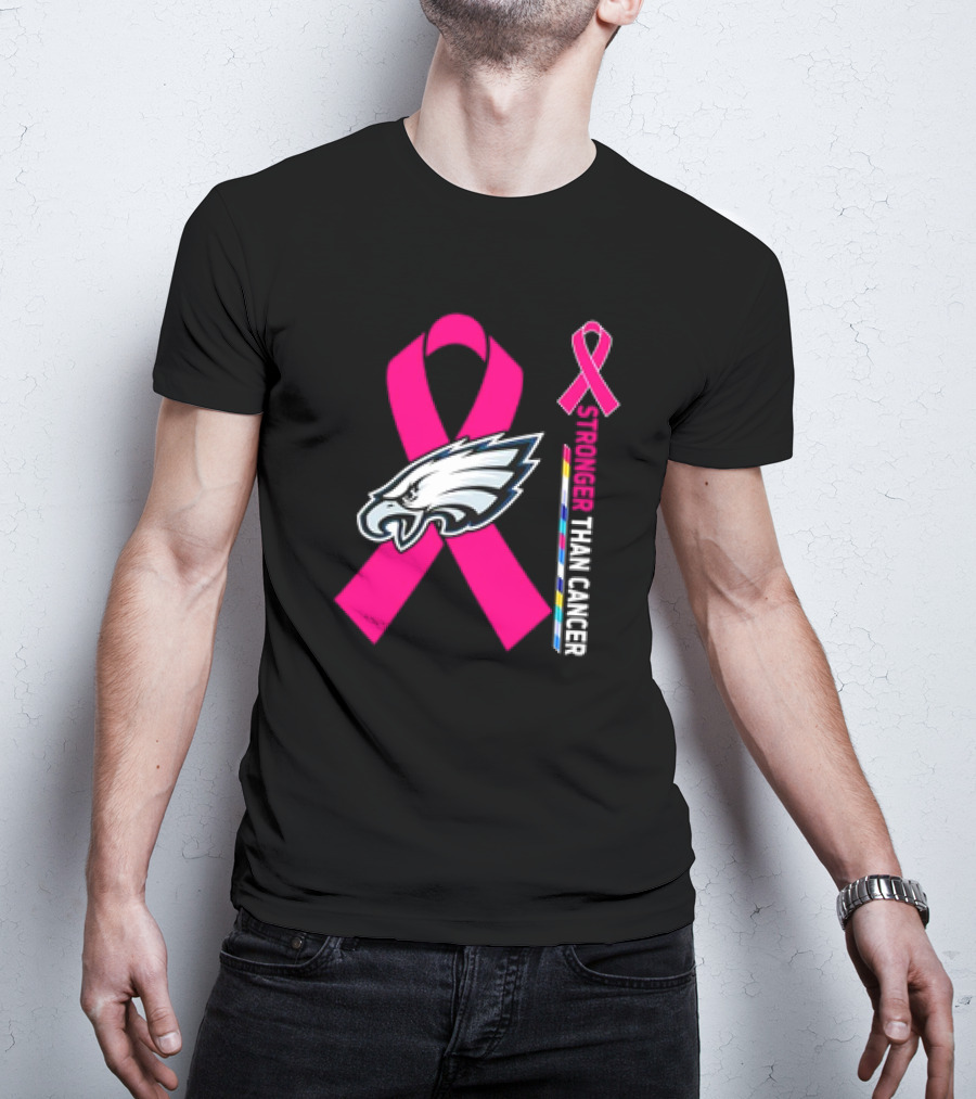 Philadelphia Eagles Breast Cancer Awareness Stronger Than Cancer Ribbon T-Shirt