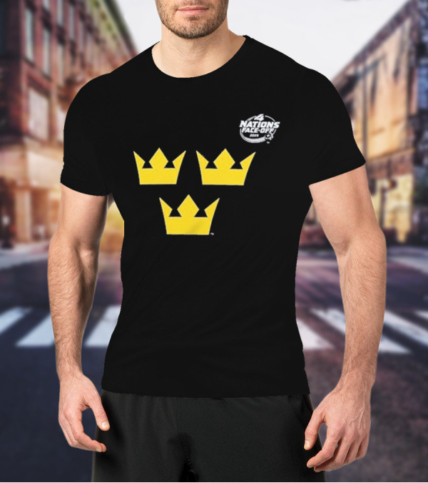 Awesome Sweden 2025 4 Nations Face-Off Primary Tre Kronor Yellow Crowns T-Shirt