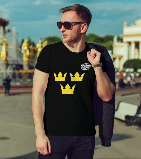Awesome Sweden 2025 4 Nations Face-Off Primary Tre Kronor Yellow Crowns T-Shirt