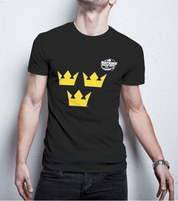 Awesome Sweden 2025 4 Nations Face-Off Primary Tre Kronor Yellow Crowns T-Shirt