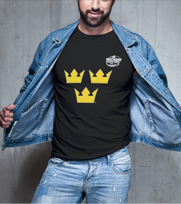 Awesome Sweden 2025 4 Nations Face-Off Primary Tre Kronor Yellow Crowns T-Shirt