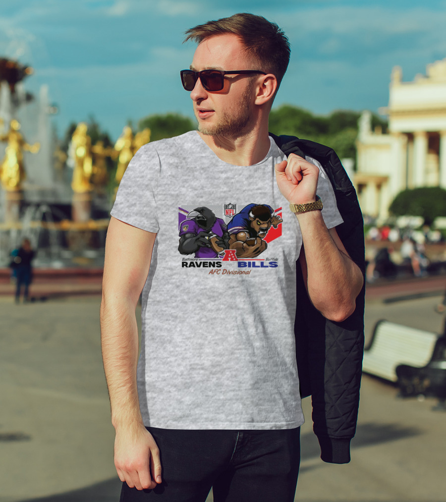 Baltimore Ravens Vs Buffalo Bills NFL AFC Divisional Mascot Clash T-Shirt
