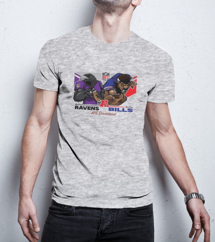 Baltimore Ravens Vs Buffalo Bills NFL AFC Divisional Mascot Clash T-Shirt
