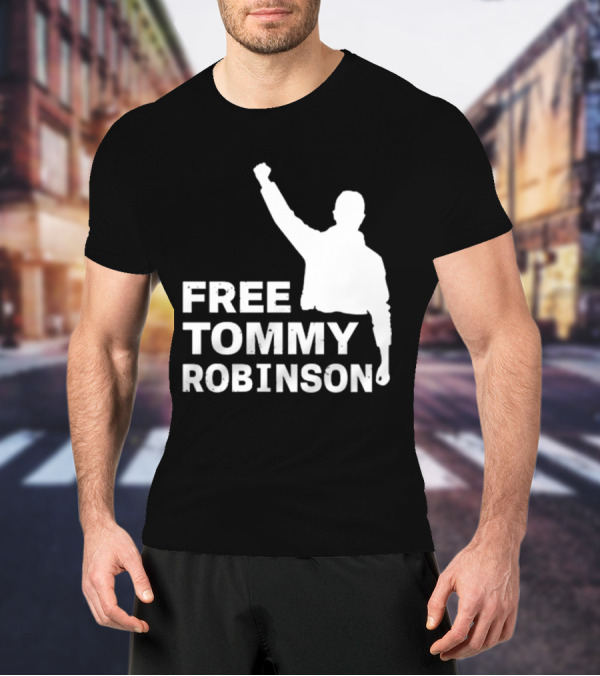 Free Tommy Robinson Activist Silhouette Fist Raised T-Shirt