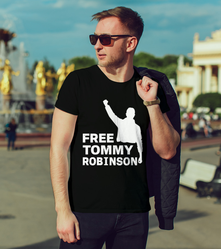 Free Tommy Robinson Activist Silhouette Fist Raised T-Shirt