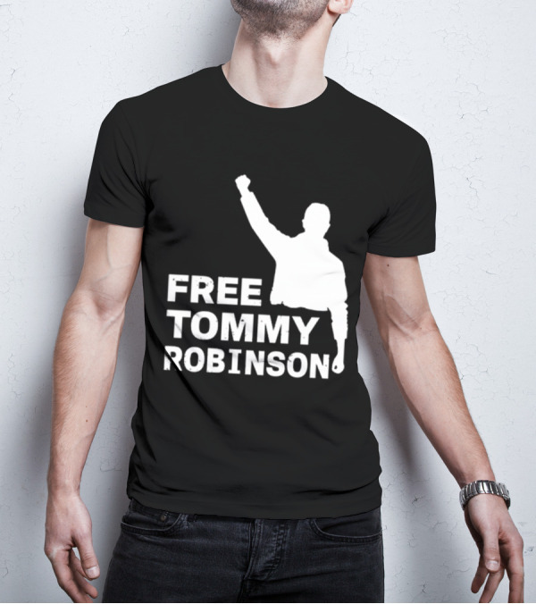 Free Tommy Robinson Activist Silhouette Fist Raised T-Shirt