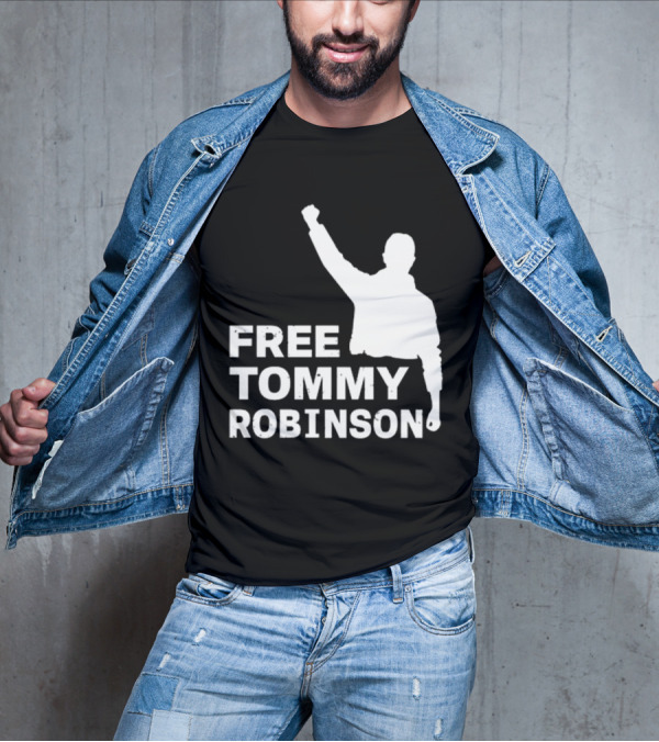 Free Tommy Robinson Activist Silhouette Fist Raised T-Shirt