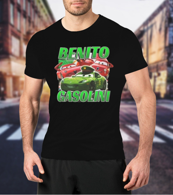 Benito Gasolini 95 Racing Cars Cartoon Crew T-Shirt