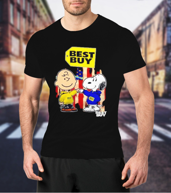 Best Buy Charlie Brown Snoopy Yellow Blue S Fist Bump T-Shirt