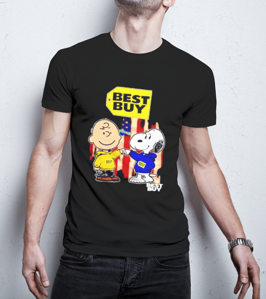 Best Buy Charlie Brown Snoopy Yellow Blue S Fist Bump T-Shirt