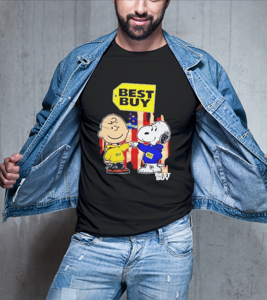 Best Buy Charlie Brown Snoopy Yellow Blue S Fist Bump T-Shirt