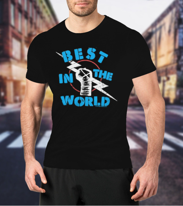 Best In The World Fist Lightning Bolt Circle T-Shirt