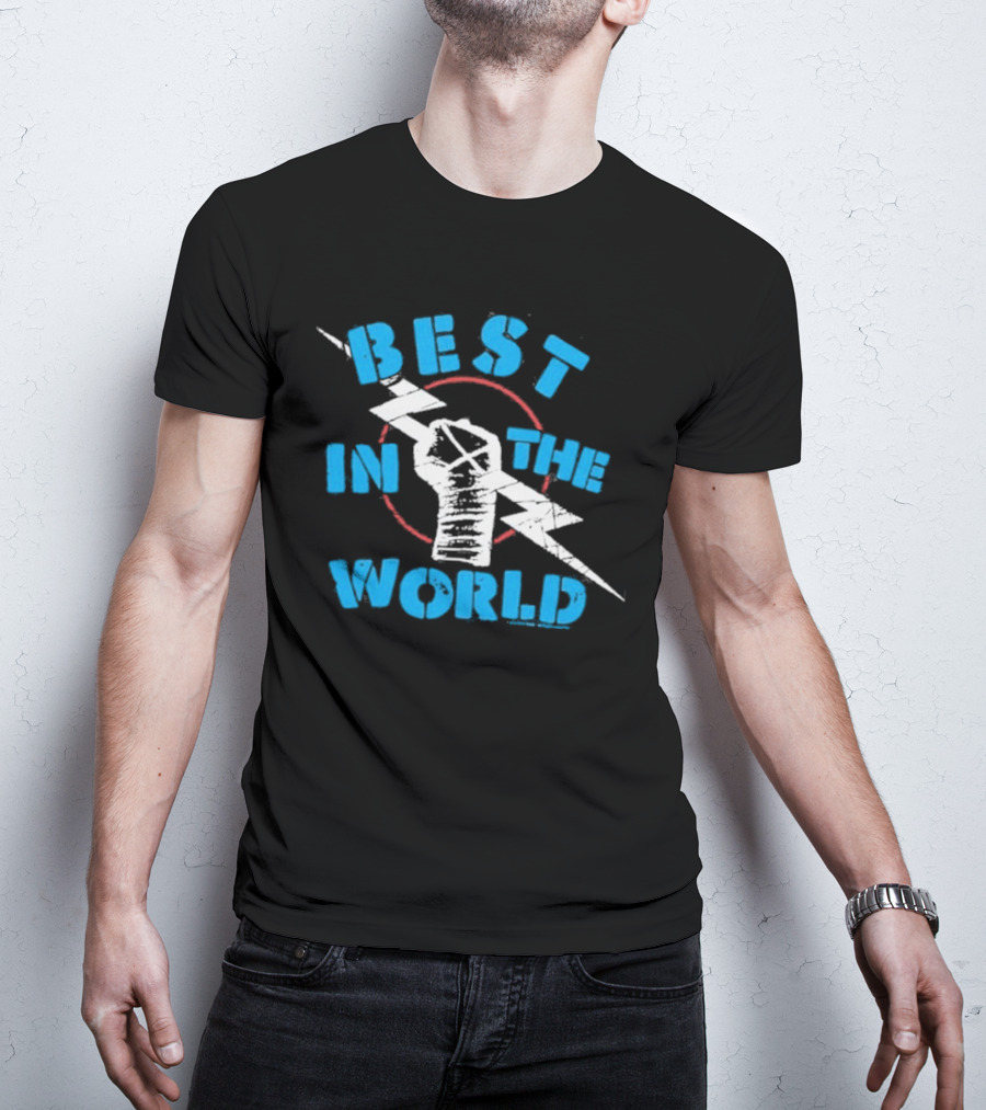 Best In The World Fist Lightning Bolt Circle T-Shirt