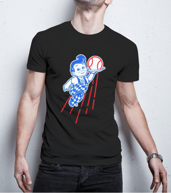 Big Boy Baseball Los Angeles Dodgers Checker Overalls Red Stripes T-Shirt